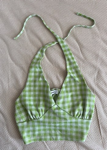Yeşil Ekose İnce Askılı Crop