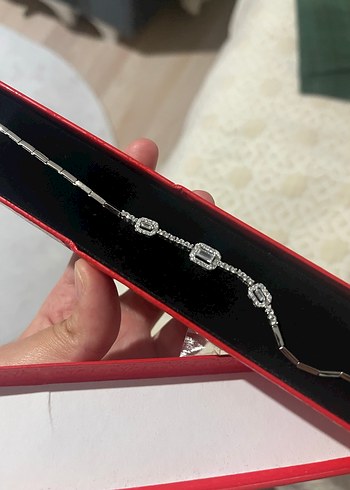 Diğer Gümüş baget taşlı Zincir Detaylı Kadın Bileklik
