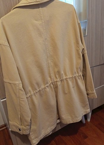 Bej Düğmeli Midi Kot  Kadın Ceket - Görsel 6