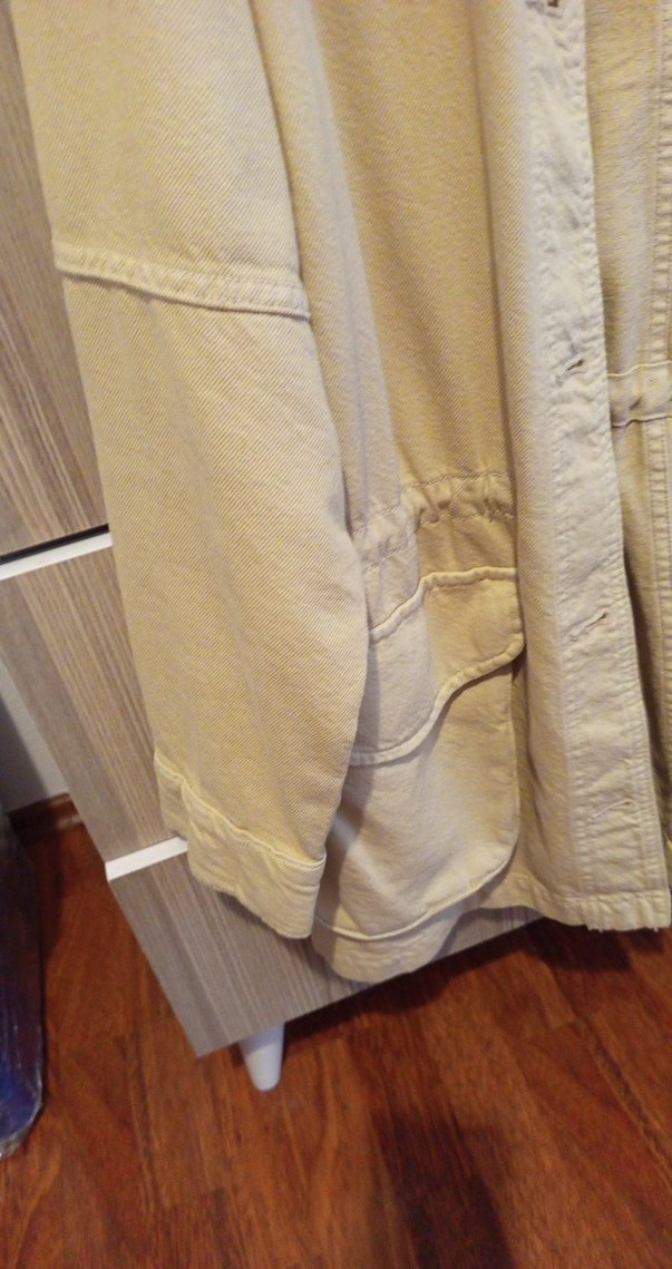 Bej Düğmeli Midi Kot  Kadın Ceket - Görsel 3