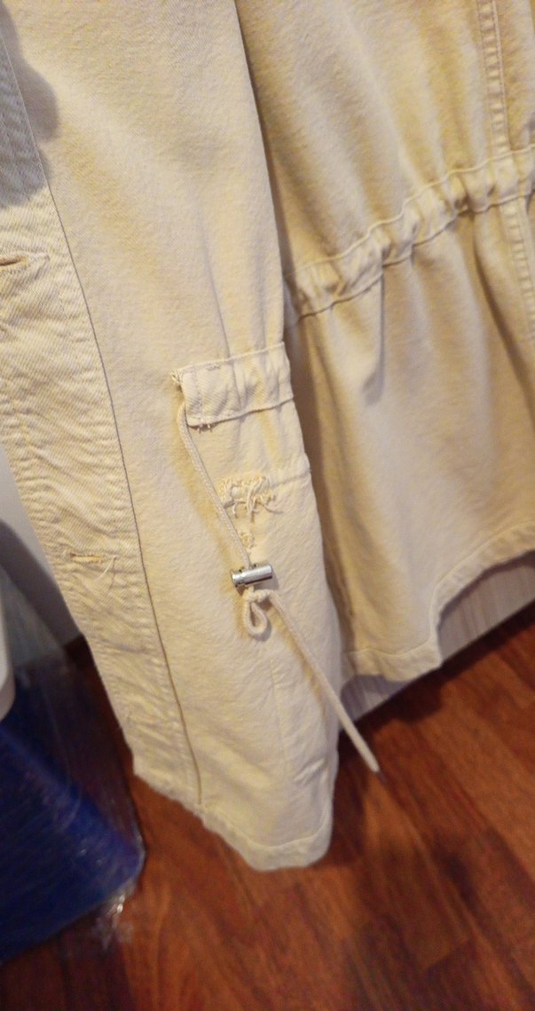 Bej Düğmeli Midi Kot  Kadın Ceket - Görsel 4