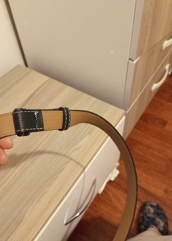 Altın Tokalı Siyah Deri Kadın Kemer - Görsel 4