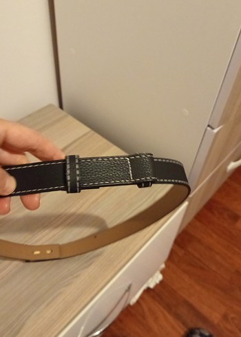 Altın Tokalı Siyah Deri Kadın Kemer - Görsel 3