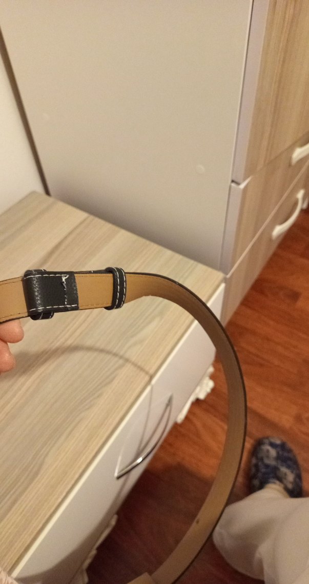 Altın Tokalı Siyah Deri Kadın Kemer - Görsel 4