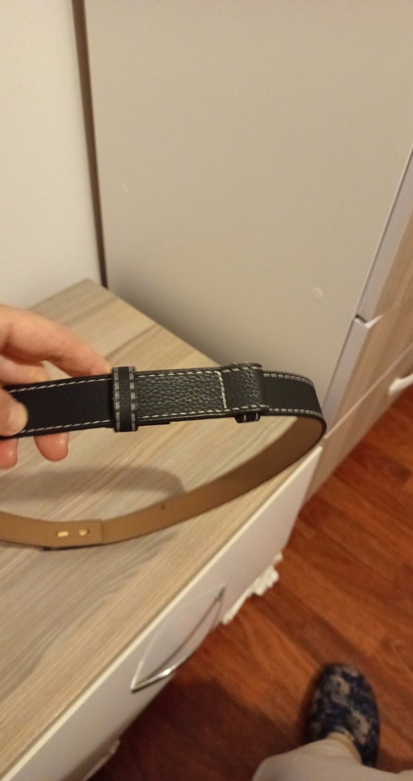 Altın Tokalı Siyah Deri Kadın Kemer - Görsel 3