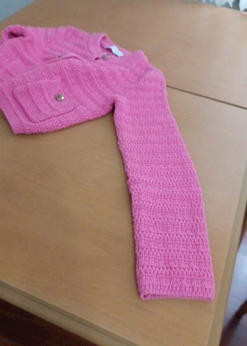 şeker pembe harika bir krop hırka. metal düğme ve cepli - Görsel 4