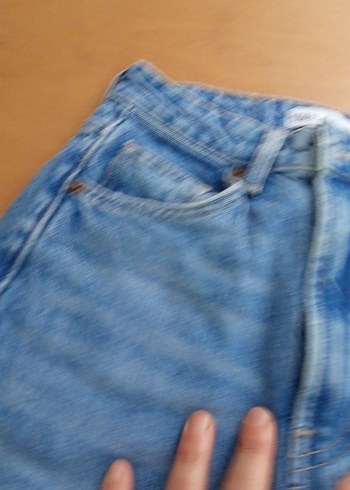 Düğmeli Mavi Kadın Midi Kot Pantolon - Görsel 2