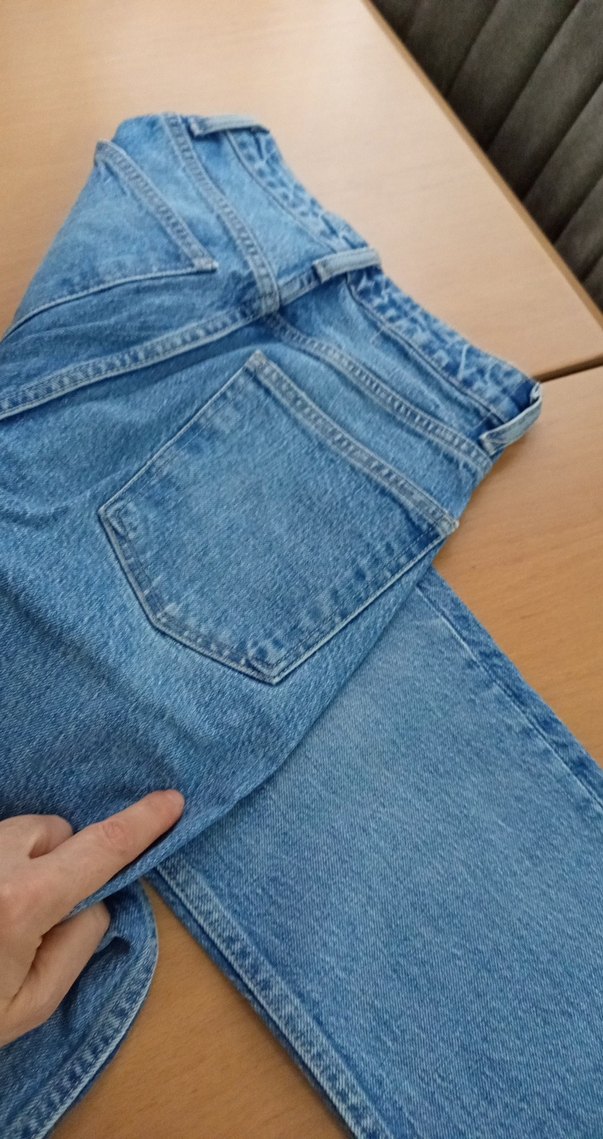 Düğmeli Mavi Kadın Midi Kot Pantolon - Görsel 5