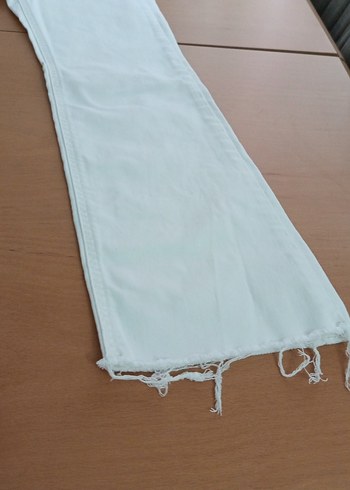 Beyaz Midi Kadın Kot Pantolon - Görsel 7