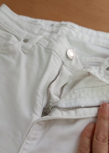 Beyaz Midi Kadın Kot Pantolon - Görsel 4