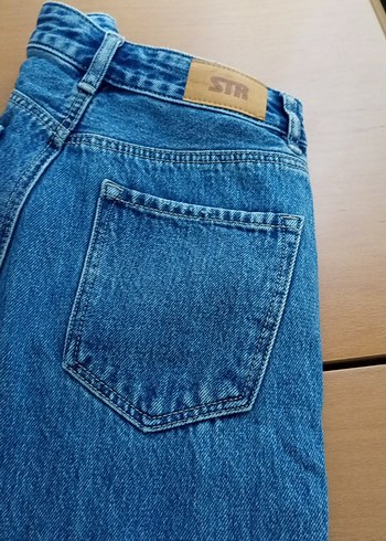 Kadın Mavi Düğmeli Rahat Kesim Jean - Görsel 5