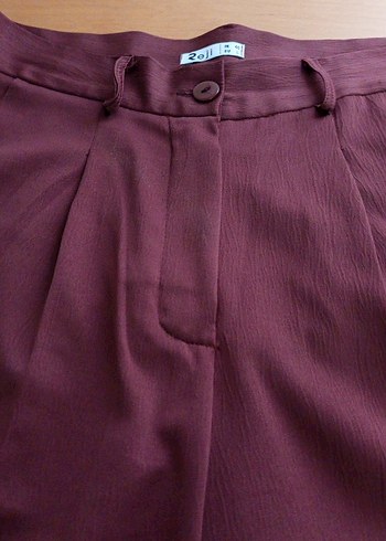 kahverengi saten Kadın Kumaş Pantolon - Görsel 4