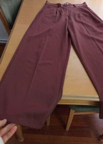 kahverengi saten Kadın Kumaş Pantolon - Görsel 2