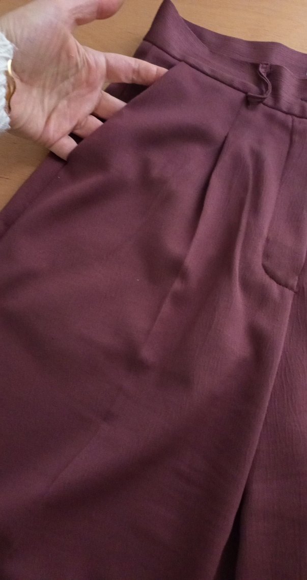 kahverengi saten Kadın Kumaş Pantolon - Görsel 3