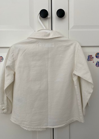 Erkek Çocuk Beyaz Düğmeli Pamuk Gömlek - Görsel 2