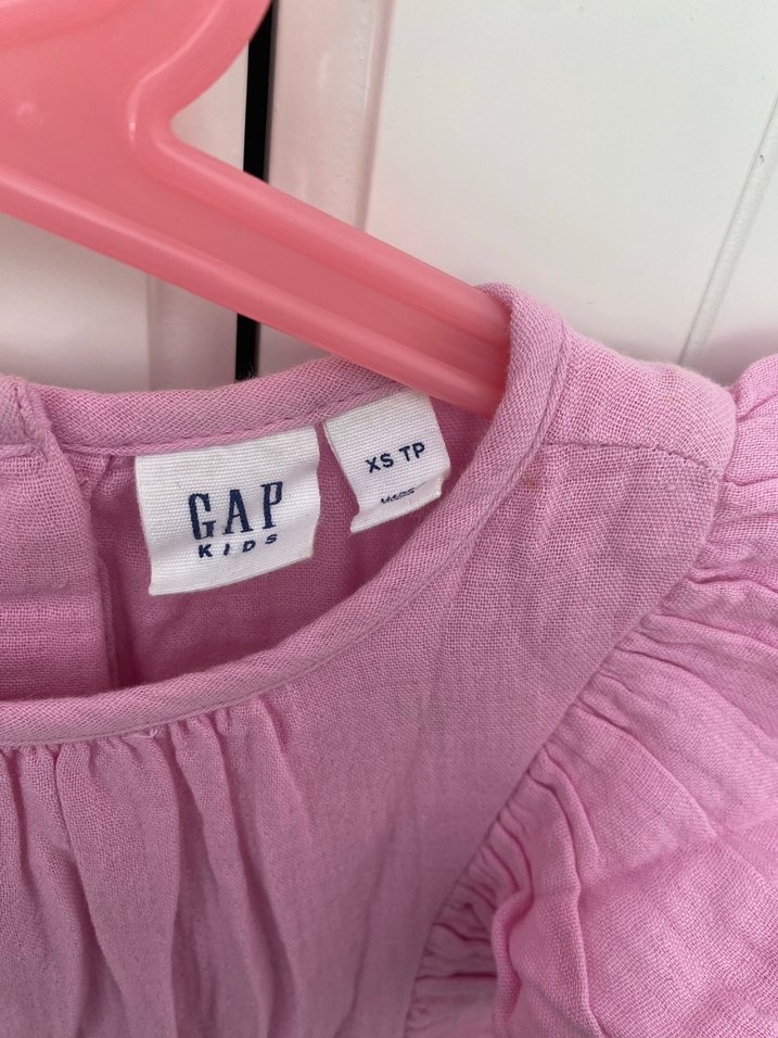 Kız Çocuk Pembe Fırfırlı Keten Elbise - Görsel 3