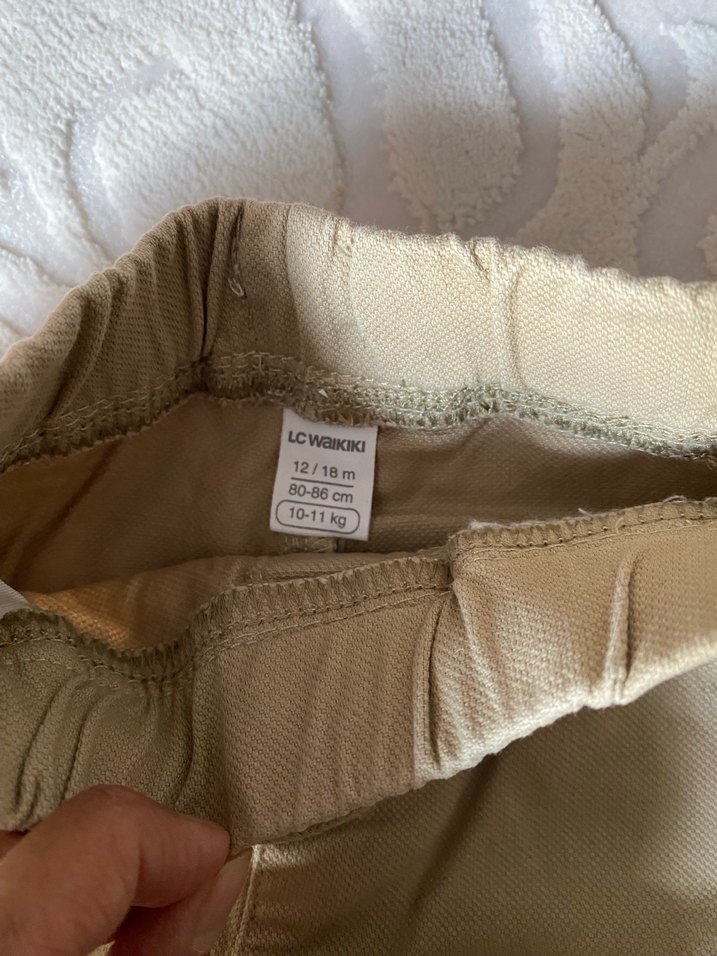 Bej Erkek Çocuk Bol Kesim Keten Pantolon - Görsel 3