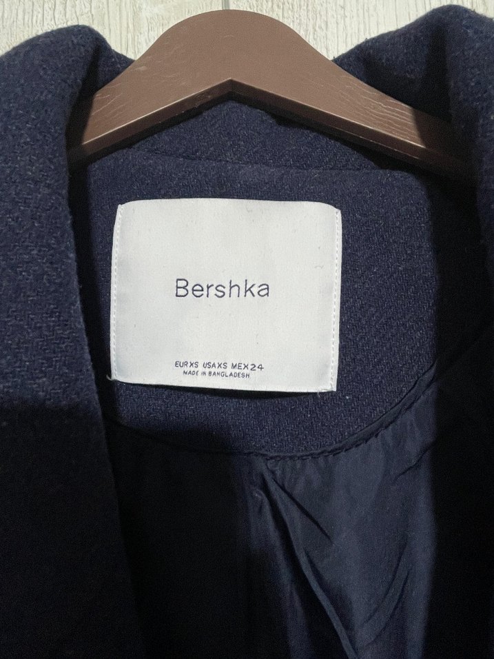 BERSHKA Lacivert Çift Düğmeli Kaban - Görsel 3