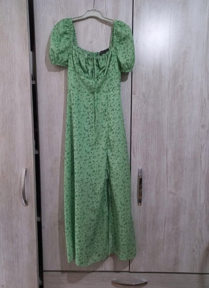 Yeşil Bağcıklı Uzun Bohem Elbise - Görsel 2