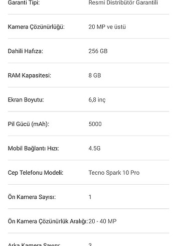 Tecno spark 10 pro 256gb/8gb ram siyah cep telefonu (Tekno Türki - Görsel 7