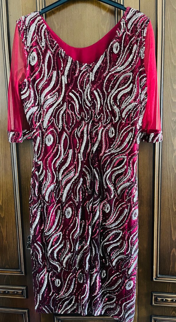 Bordo Uzun Kollu Drapeli Abiye Elbise - Görsel 2