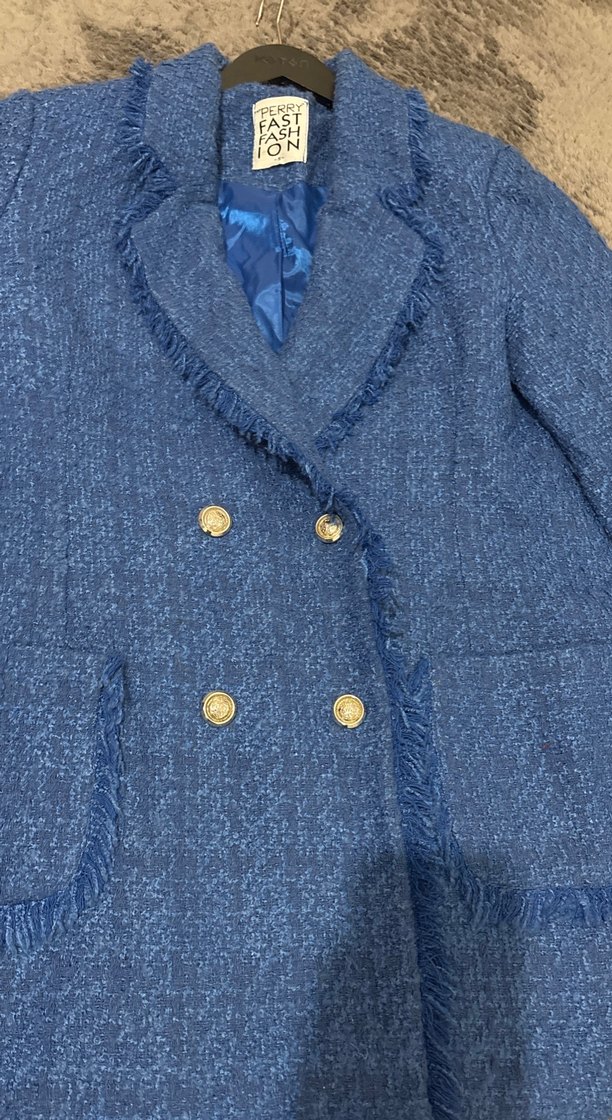 Düğmeli Mavi Denim Kadın Blazer - Görsel 3