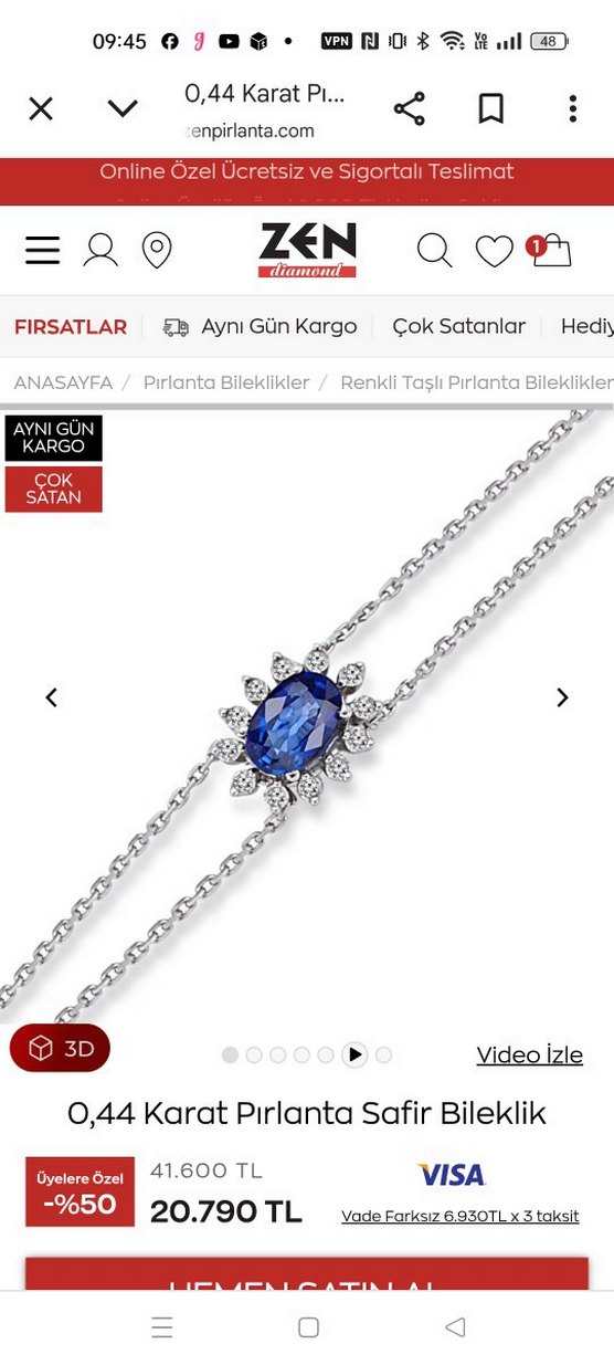 Zen safir pırlanta bileklik - Görsel 2