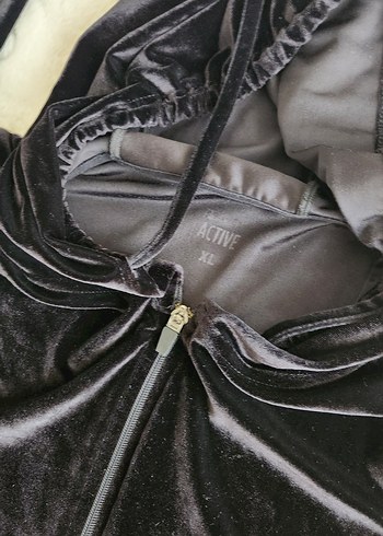 Fermuarlı Siyah Kadın Midi eşofman üstü - Görsel 4