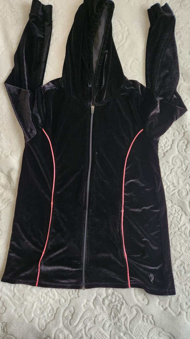 Fermuarlı Siyah Kadın Midi eşofman üstü - Görsel 2