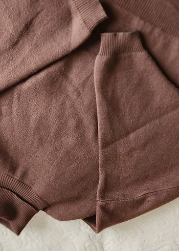 Kahverengi Kadın Triko Oversize Kazak - Görsel 3