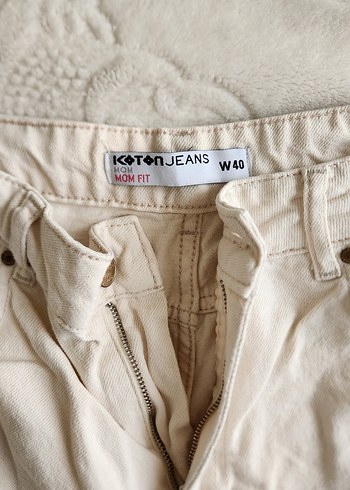 Dantel Detaylı bej Keten Kadın Pantolon - Görsel 4