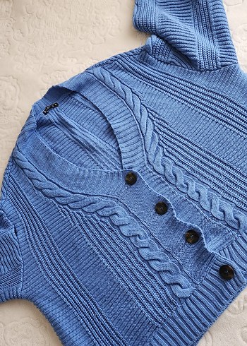 Düğmeli Mavi Hırka - Görsel 2