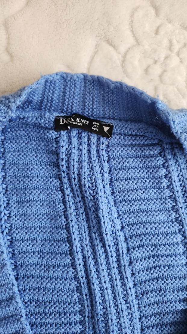 Düğmeli Mavi Hırka - Görsel 3