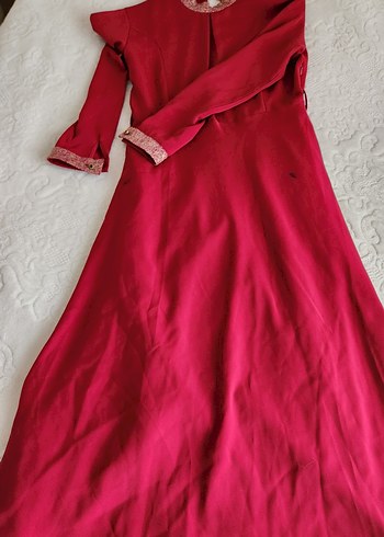 Bordo Uzun Kollu V Yaka Kadın Elbise - Görsel 2