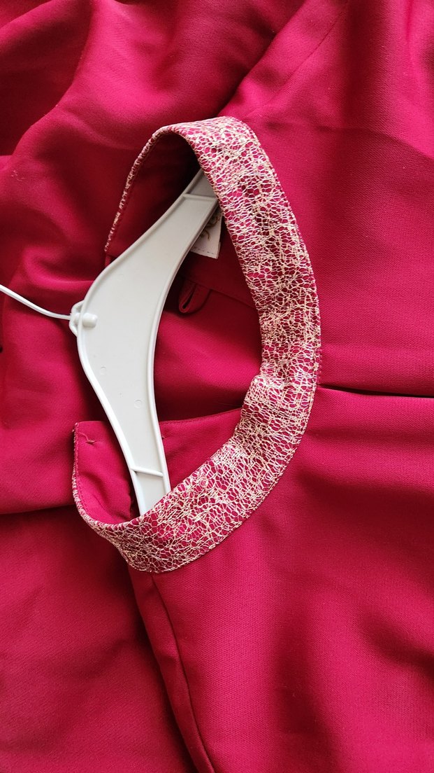 Bordo Uzun Kollu V Yaka Kadın Elbise - Görsel 4