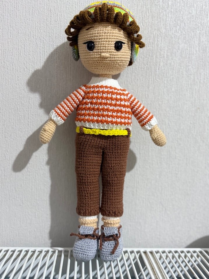 Renkli Örgü Kahverengi Bebek - Görsel 2