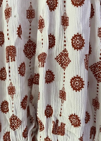 Beyaz Bağlamalı Bohem Kadın Elbise - Görsel 2