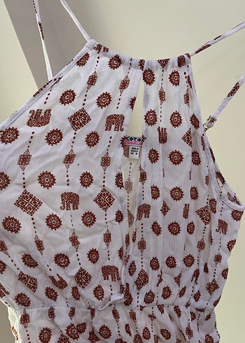 Beyaz Bağlamalı Bohem Kadın Elbise - Görsel 3