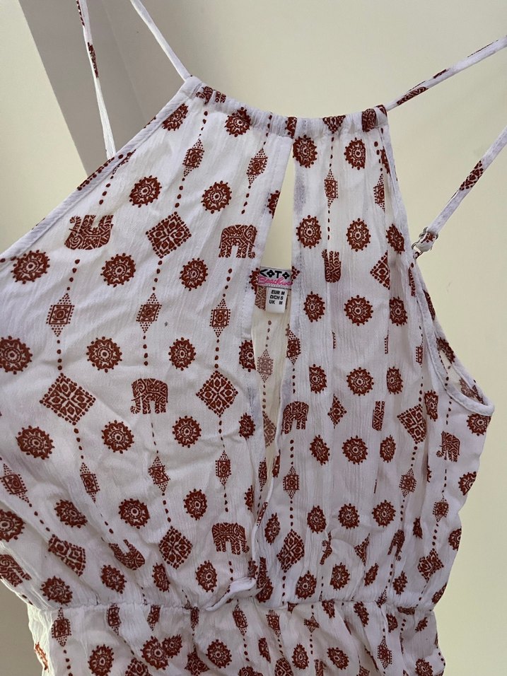 Beyaz Bağlamalı Bohem Kadın Elbise - Görsel 3