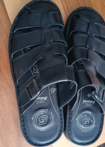 Erkek Siyah Deri Tokalı Sandalet - Görsel 4