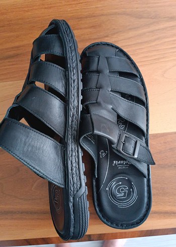 Erkek Siyah Deri Tokalı Sandalet - Görsel 7