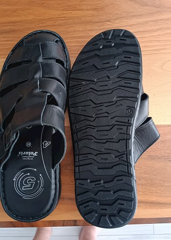 Erkek Siyah Deri Tokalı Sandalet - Görsel 9