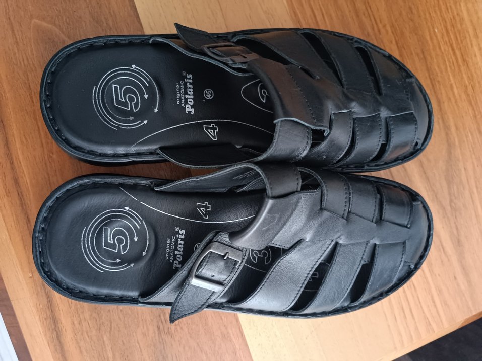 Erkek Siyah Deri Tokalı Sandalet - Görsel 3