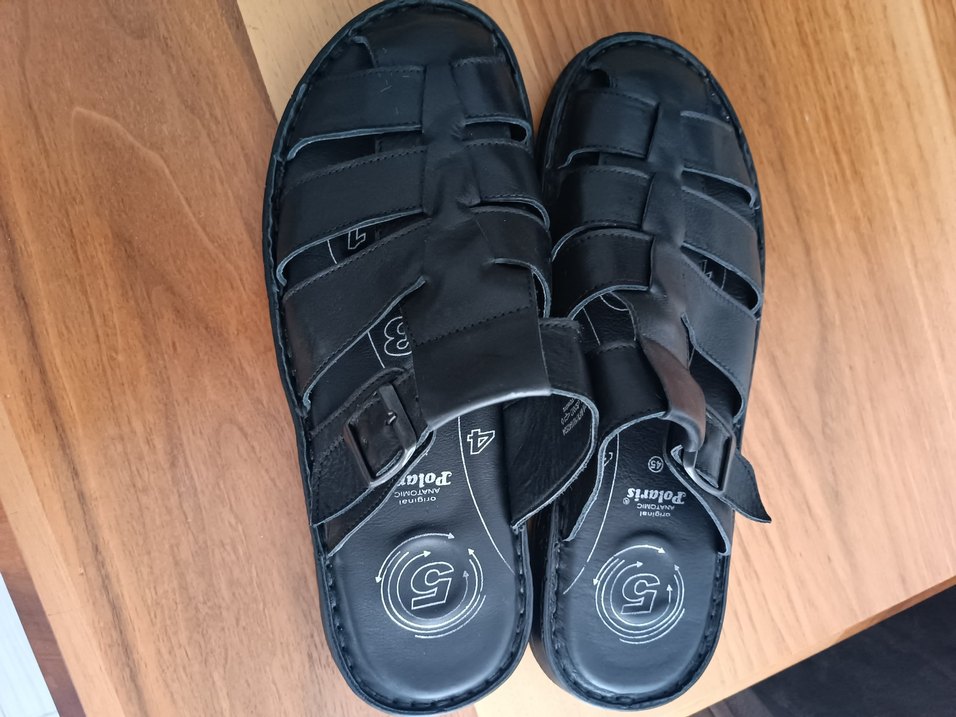 Erkek Siyah Deri Tokalı Sandalet - Görsel 4