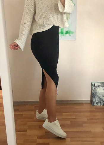 m Beden Beli lastikli yırtmaçlı etek