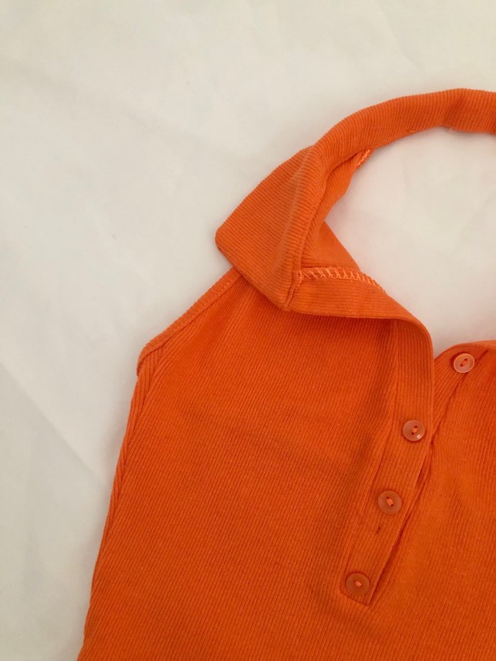 Düğmeli polo yaka Crop Top - Görsel 5