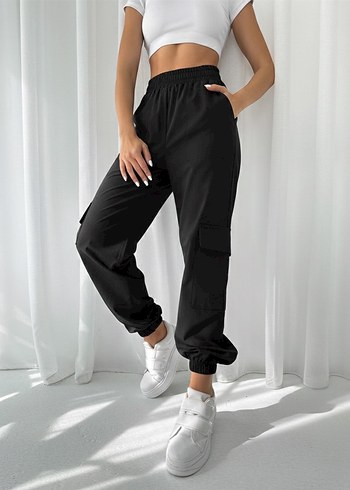 Yüksek bel paraşüt kargo pantolon - Görsel 5