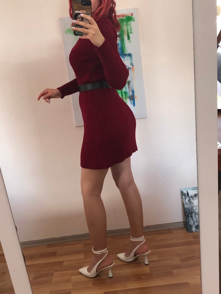 Fitilli Triko Elbise - Görsel 3