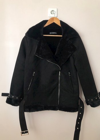 Bershka İçi tüylü biker süet mont