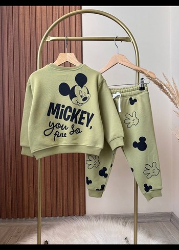 Zara Erkek Çocuk Khaki Mickey Baskılı Eşofman Takımı